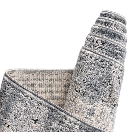 Gray Blue 4' 1 x 4' 1 Chateau Round Area Rug 85% Polypropylene & 15% Chenille With Cotton Backing Traditional Vintage Distressed Carpet for Classical Interior Design Decorating for Sale at Rug Engine