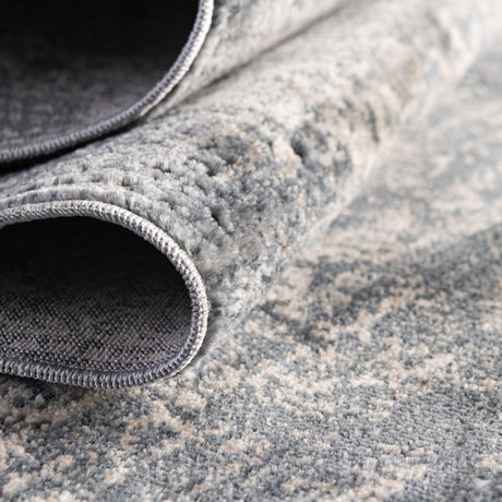 Gray Blue 4' 1 x 4' 1 Chateau Round Area Rug 85% Polypropylene & 15% Chenille With Cotton Backing Traditional Vintage Distressed Carpet for Classical Interior Design Decorating for Sale at Rug Engine