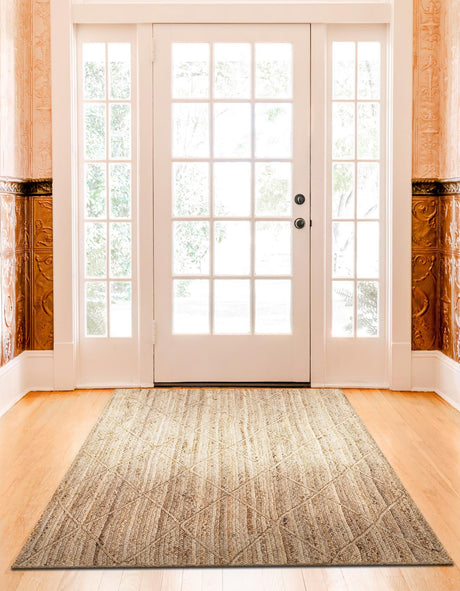 Natural 4' 1 x 6' 1 Braided Jute Rectangle Area Rug 100% Jute Hand Braided Natural Eco-Friendly Boho Style Carpet for Living Rooms Dining Office Space Dorms for Sale at Rug Engine