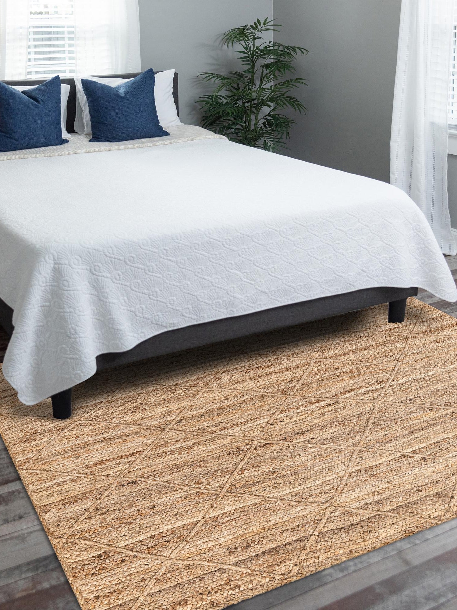 Natural 8' x 11' Braided Jute Rectangle Area Rug 100% Jute Hand Braided Natural Eco-Friendly Boho Style Carpet for Living Rooms Dining Office Space Dorms for Sale at Rug Engine