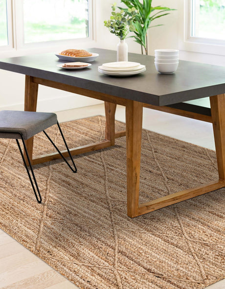 Natural 4' 1 x 6' 1 Braided Jute Rectangle Area Rug 100% Jute Hand Braided Natural Eco-Friendly Boho Style Carpet for Living Rooms Dining Office Space Dorms for Sale at Rug Engine