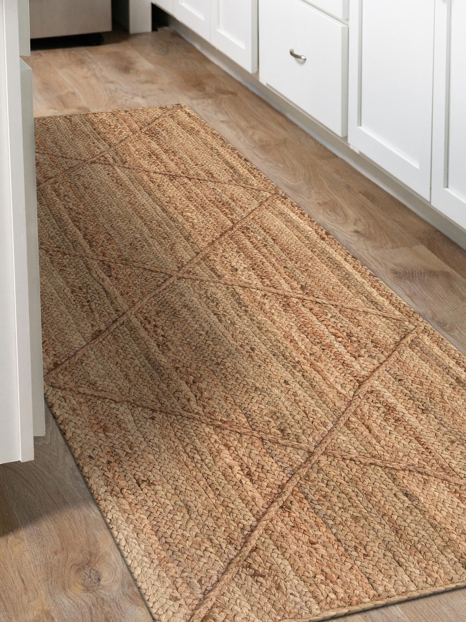 Natural 2' 2 x 8' 2 Braided Jute Runner Area Rug 100% Jute Hand Braided Natural Eco-Friendly Boho Style Carpet for Living Rooms Dining Office Space Dorms for Sale at Rug Engine