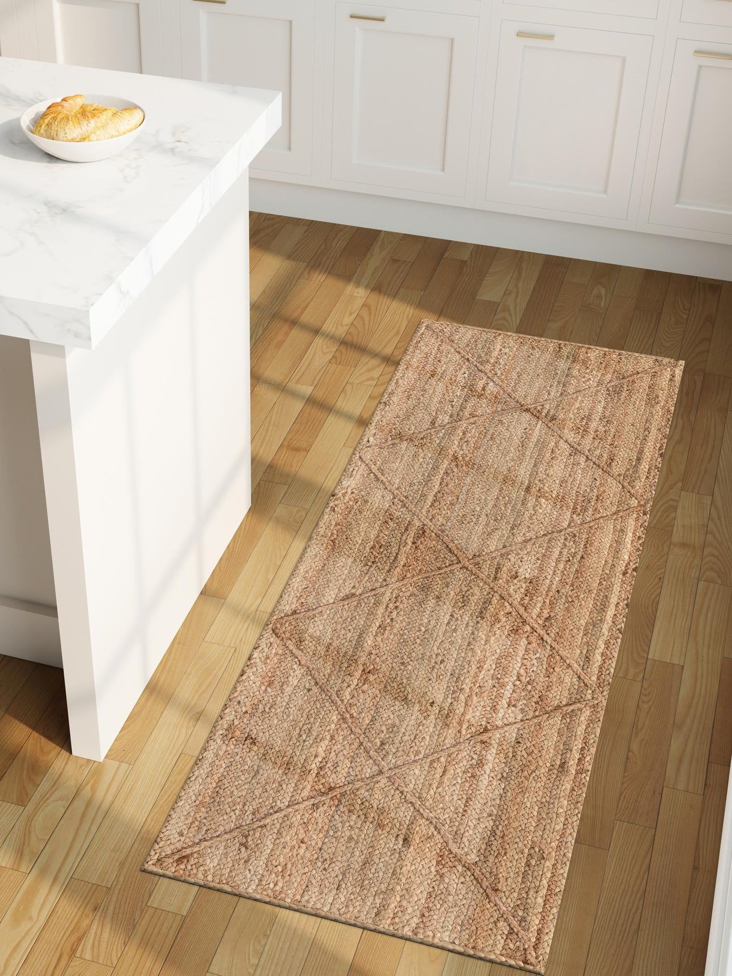 Natural 2' 2 x 6' 1 Braided Jute Runner Area Rug 100% Jute Hand Braided Natural Eco-Friendly Boho Style Carpet for Living Rooms Dining Office Space Dorms for Sale at Rug Engine
