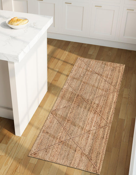 Natural 2' 2 x 6' 1 Braided Jute Runner Area Rug 100% Jute Hand Braided Natural Eco-Friendly Boho Style Carpet for Living Rooms Dining Office Space Dorms for Sale at Rug Engine
