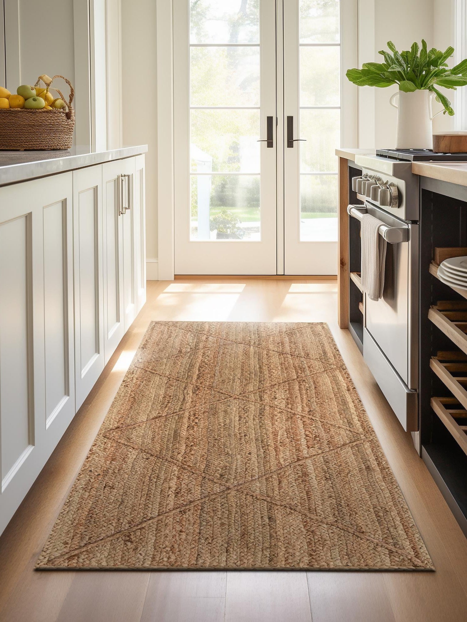 Natural 2' 2 x 8' 2 Braided Jute Runner Area Rug 100% Jute Hand Braided Natural Eco-Friendly Boho Style Carpet for Living Rooms Dining Office Space Dorms for Sale at Rug Engine