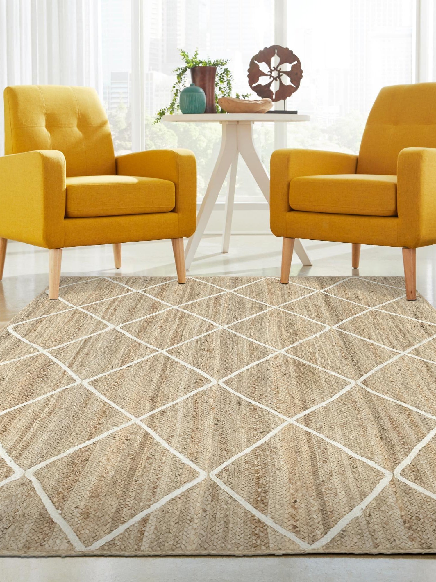 White 9' x 12' 2 Braided Jute Rectangle Area Rug 100% Jute Hand Braided Natural Eco-Friendly Boho Style Carpet for Living Rooms Dining Office Space Dorms for Sale at Rug Engine