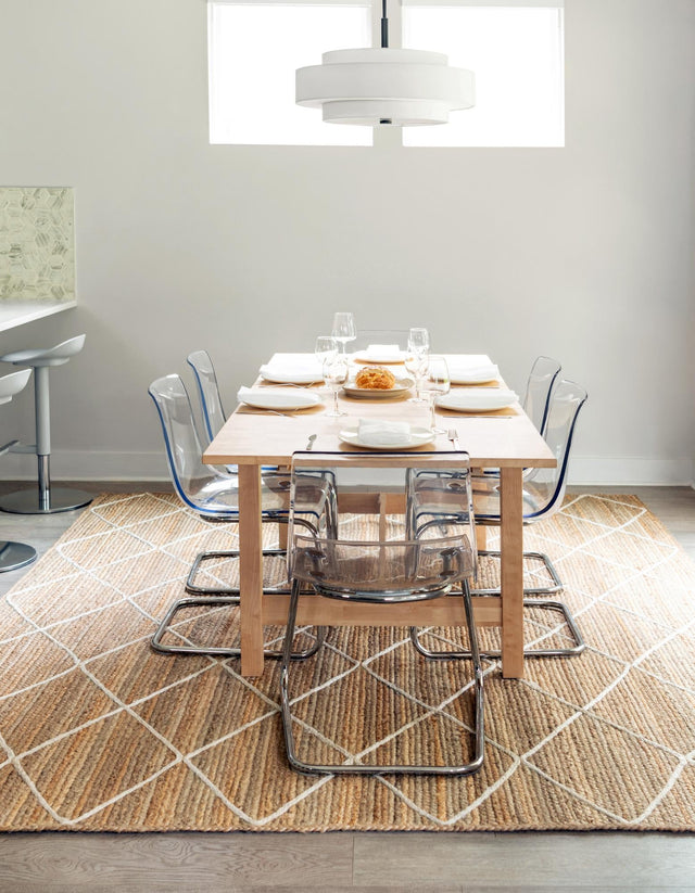 White 5' 1 x 8' Braided Jute Rectangle Rug