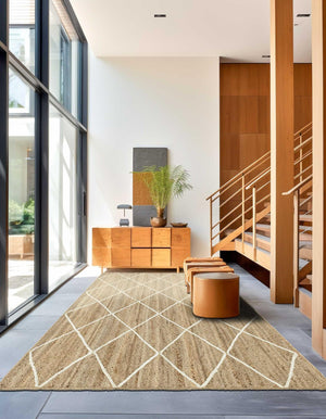White 5' 1 x 8' Braided Jute Rectangle Rug