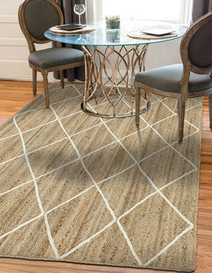 White 5' 1 x 8' Braided Jute Rectangle Rug