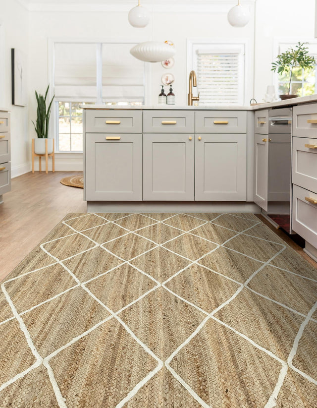 White 5' 1 x 8' Braided Jute Rectangle Rug