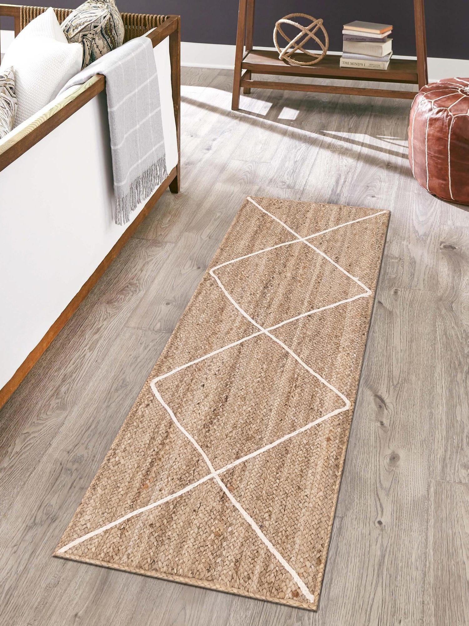 White 2' 2 x 6' 1 Braided Jute Runner Area Rug 100% Jute Hand Braided Natural Eco-Friendly Boho Style Carpet for Living Rooms Dining Office Space Dorms for Sale at Rug Engine