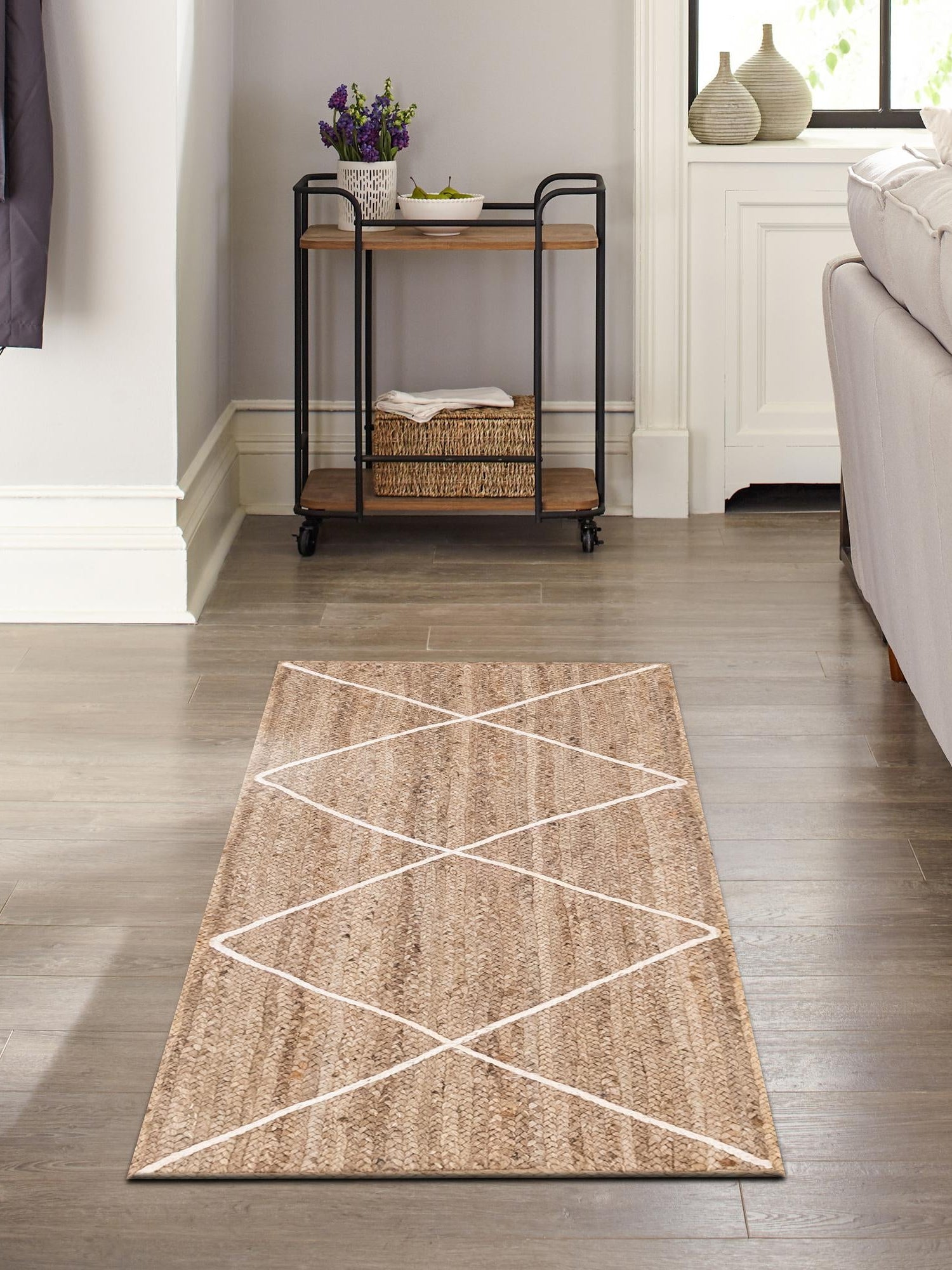 White 2' 2 x 8' 2 Braided Jute Runner Area Rug 100% Jute Hand Braided Natural Eco-Friendly Boho Style Carpet for Living Rooms Dining Office Space Dorms for Sale at Rug Engine