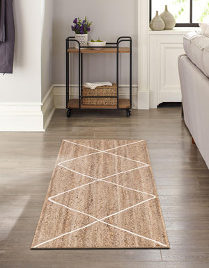 White 2' 2 x 8' 2 Braided Jute Runner Rug