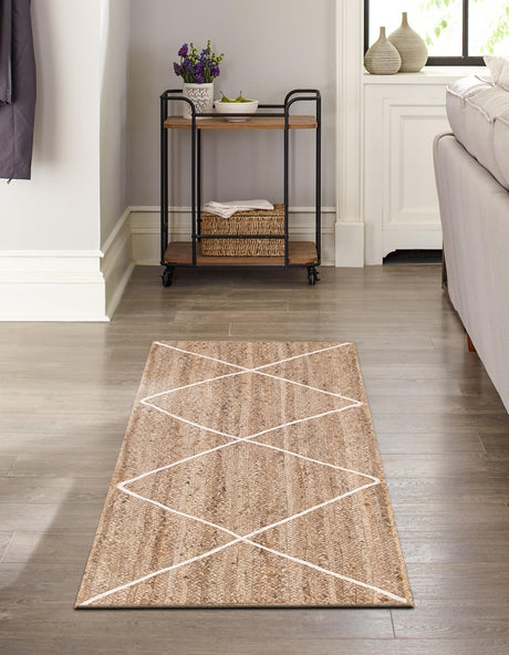 White 2' 2 x 8' 2 Braided Jute Runner Rug