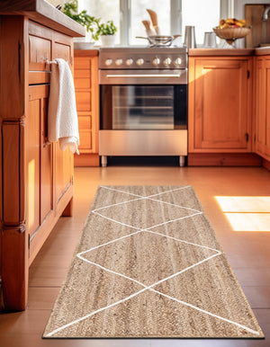 White 2' 2 x 8' 2 Braided Jute Runner Rug