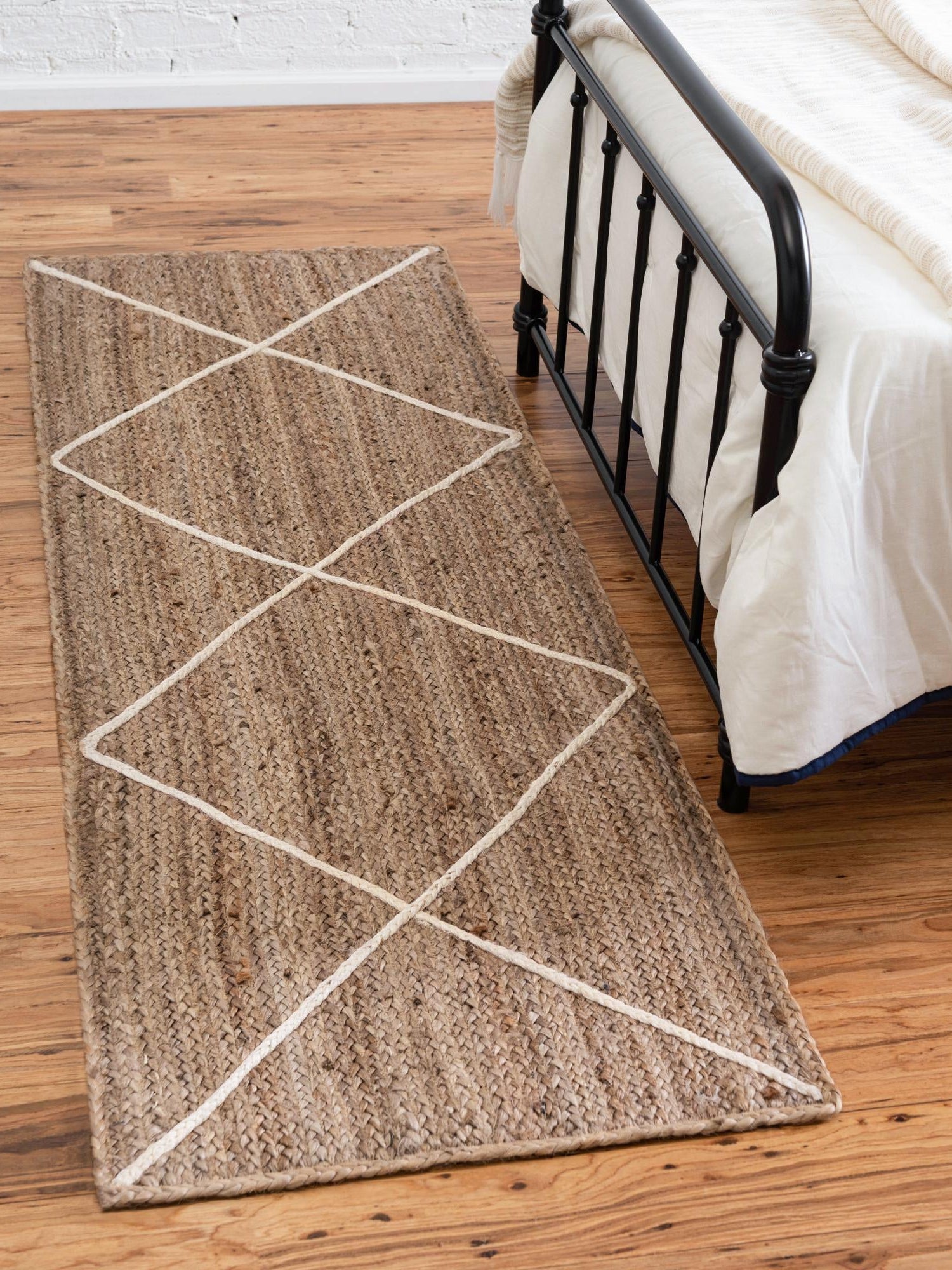 White 2' 2 x 8' 2 Braided Jute Runner Area Rug 100% Jute Hand Braided Natural Eco-Friendly Boho Style Carpet for Living Rooms Dining Office Space Dorms for Sale at Rug Engine