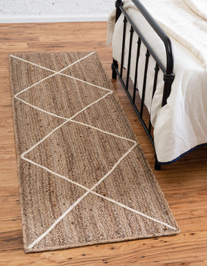 White 2' 2 x 8' 2 Braided Jute Runner Rug