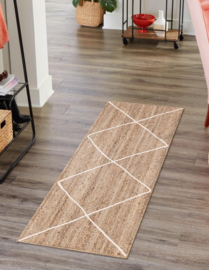 White 2' 2 x 8' 2 Braided Jute Runner Rug