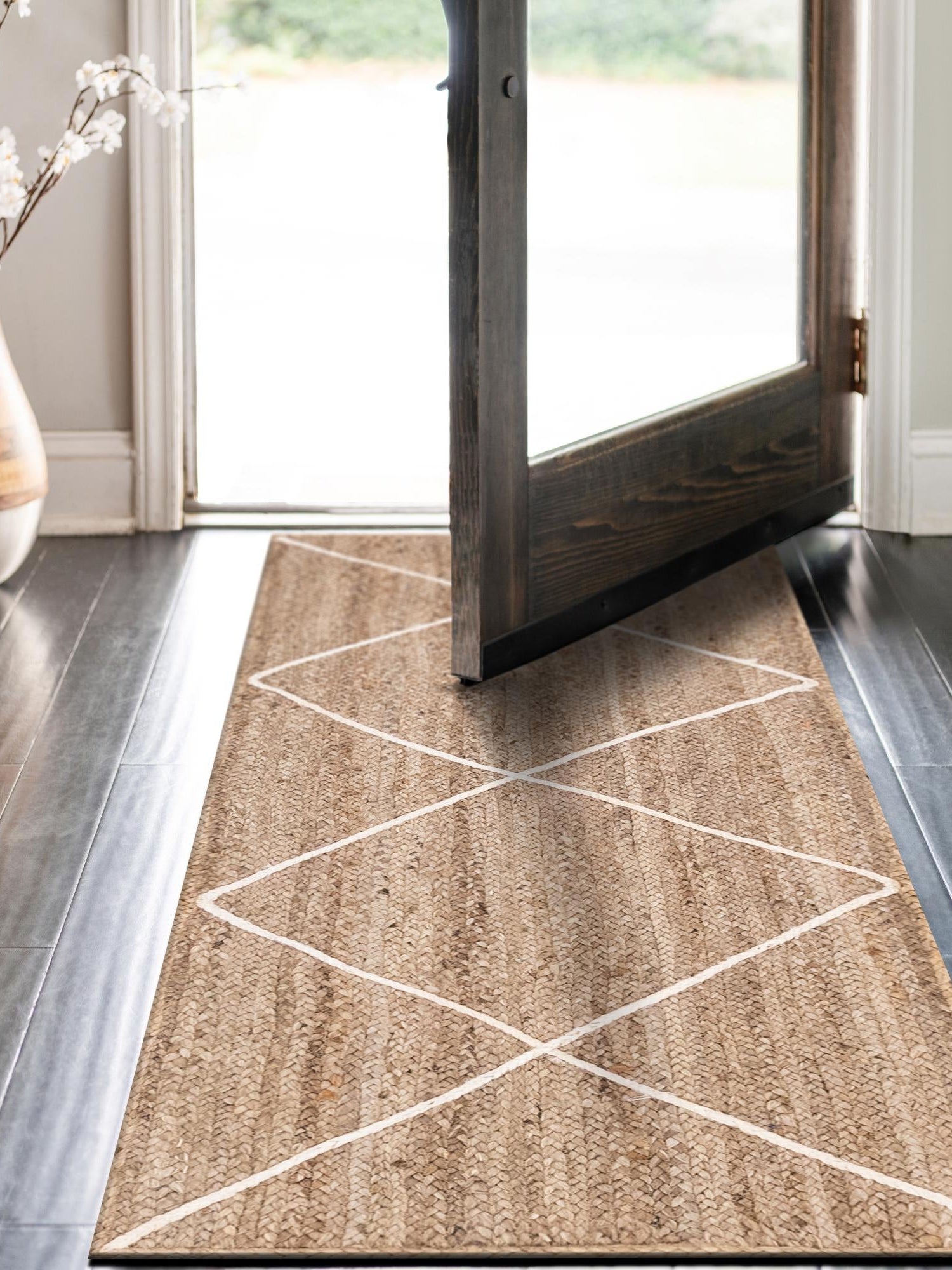 White 2' 2 x 8' 2 Braided Jute Runner Area Rug 100% Jute Hand Braided Natural Eco-Friendly Boho Style Carpet for Living Rooms Dining Office Space Dorms for Sale at Rug Engine