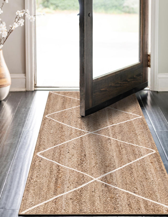 White 2' 2 x 8' 2 Braided Jute Runner Rug