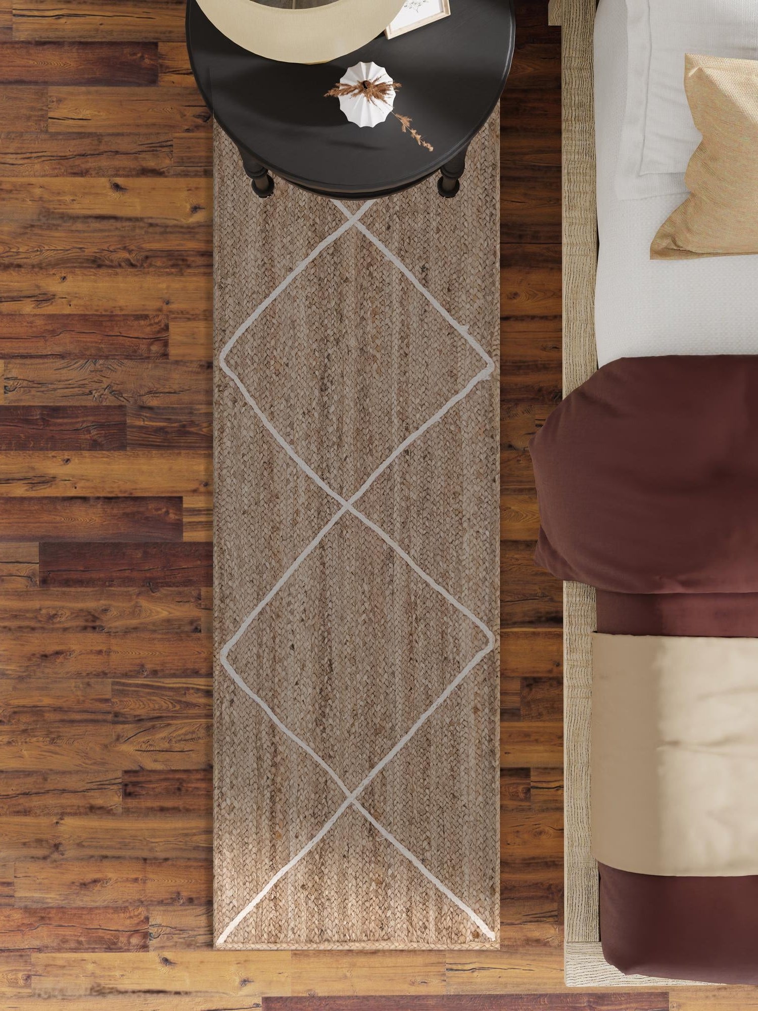 White 2' 2 x 8' 2 Braided Jute Runner Area Rug 100% Jute Hand Braided Natural Eco-Friendly Boho Style Carpet for Living Rooms Dining Office Space Dorms for Sale at Rug Engine