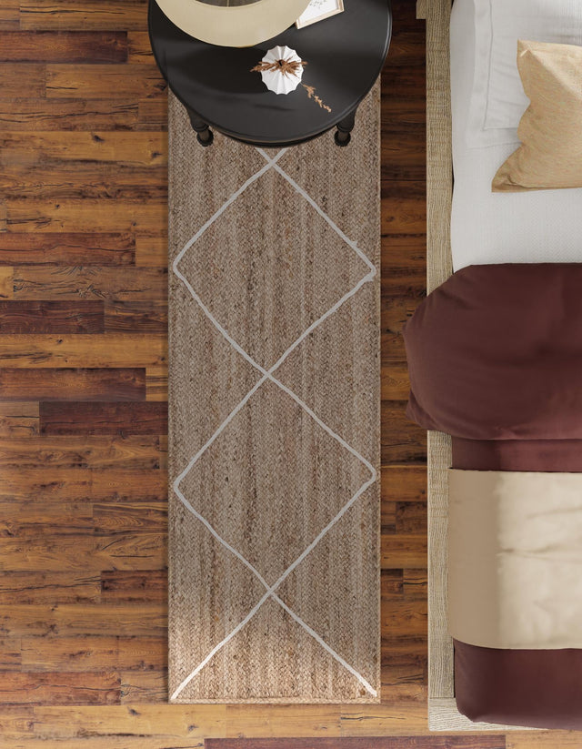 White 2' 2 x 8' 2 Braided Jute Runner Rug