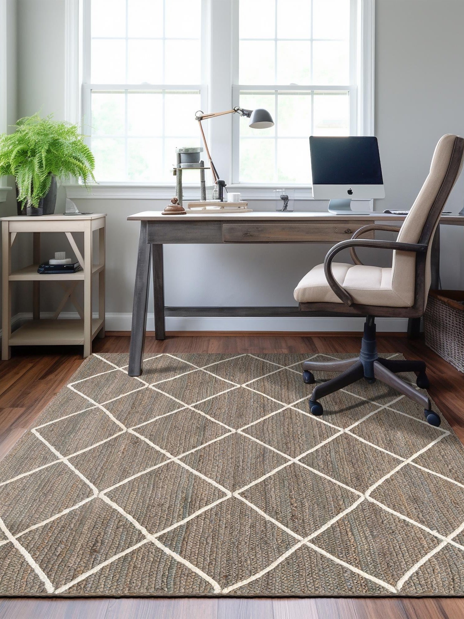 Gray 6' 1 x 9' Braided Jute Rectangle Area Rug 100% Jute Hand Braided Natural Eco-Friendly Boho Style Carpet for Living Rooms Dining Office Space Dorms for Sale at Rug Engine
