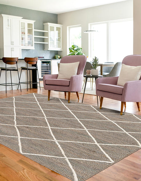 Gray 6' 1 x 9' Braided Jute Rectangle Area Rug 100% Jute Hand Braided Natural Eco-Friendly Boho Style Carpet for Living Rooms Dining Office Space Dorms for Sale at Rug Engine