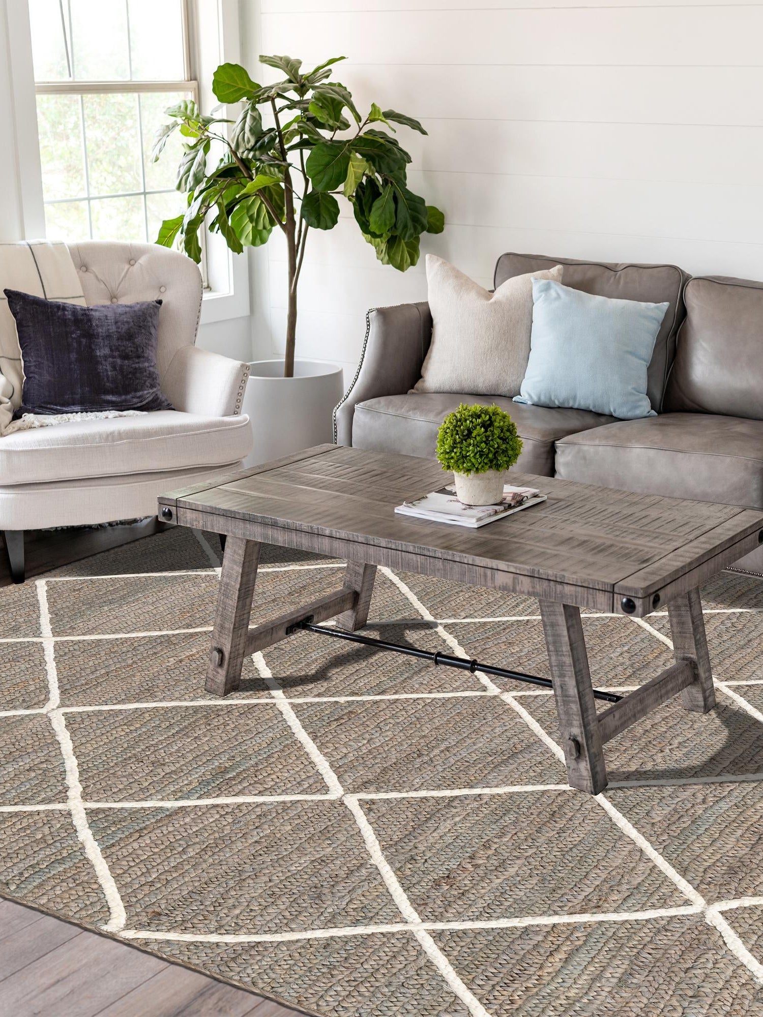 Gray 8' x 11' Braided Jute Rectangle Area Rug 100% Jute Hand Braided Natural Eco-Friendly Boho Style Carpet for Living Rooms Dining Office Space Dorms for Sale at Rug Engine
