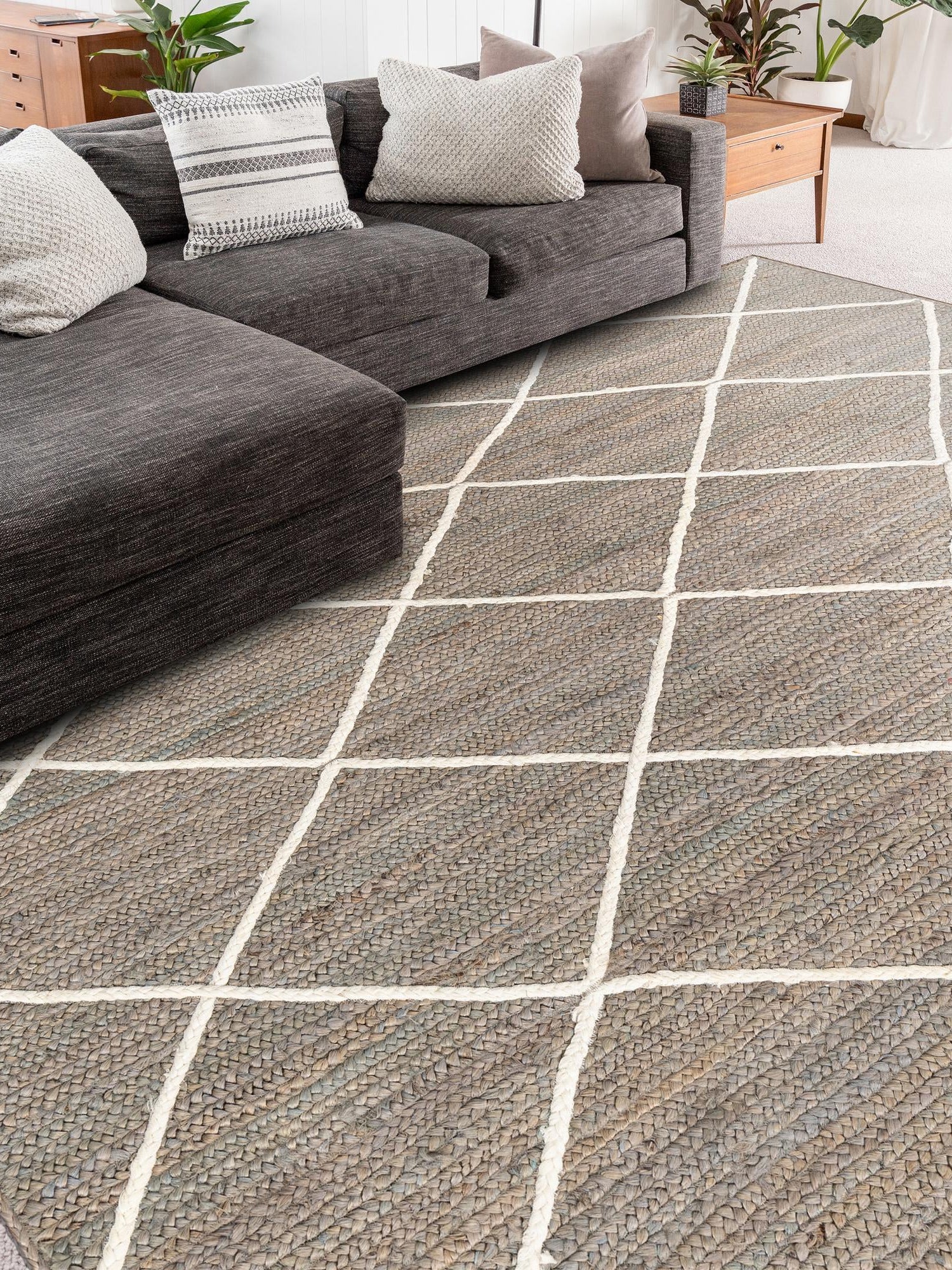 Gray 5' 1 x 8' Braided Jute Rectangle Area Rug 100% Jute Hand Braided Natural Eco-Friendly Boho Style Carpet for Living Rooms Dining Office Space Dorms for Sale at Rug Engine