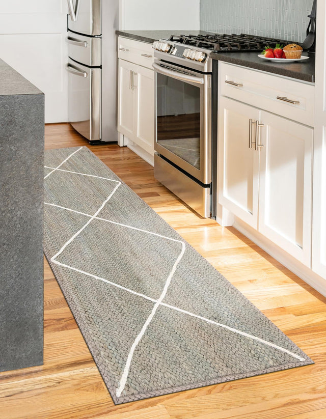 Gray 2' 2 x 8' 2 Braided Jute Runner Rug