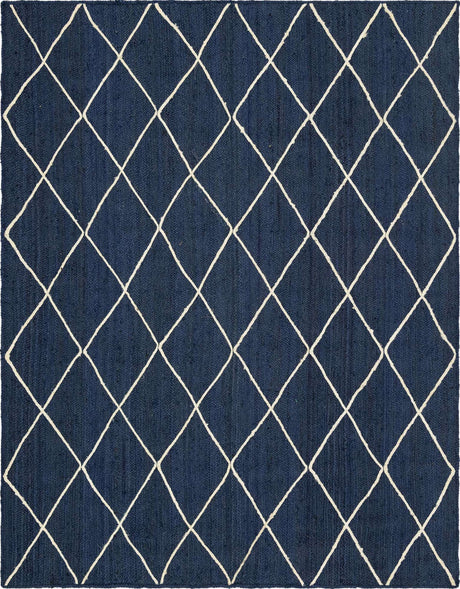 Navy Blue 8' x 11' Braided Jute Rectangle Rug