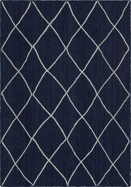 Navy Blue 6' 1 x 9' Braided Jute Rectangle Rug