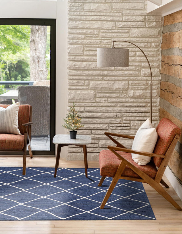 Navy Blue 5' 1 x 8' Braided Jute Rectangle Rug