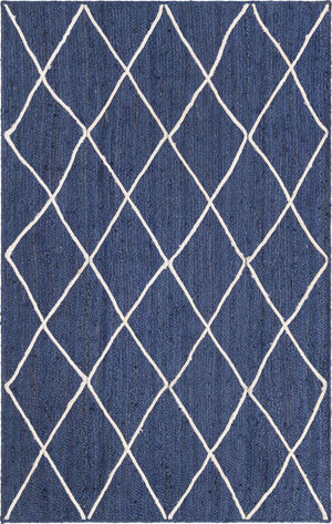 Navy Blue 5' 1 x 8' Braided Jute Rectangle Rug