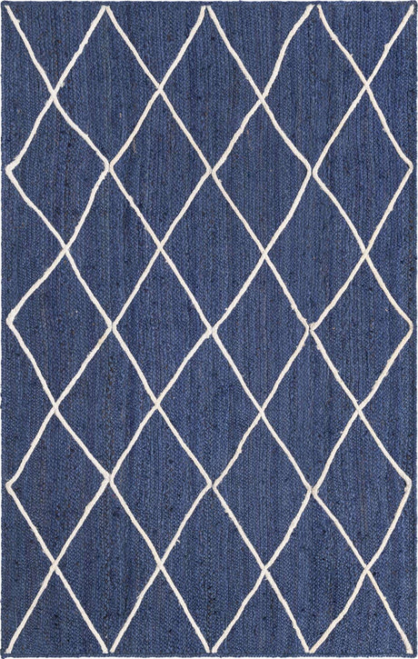 Navy Blue 5' 1 x 8' Braided Jute Rectangle Rug