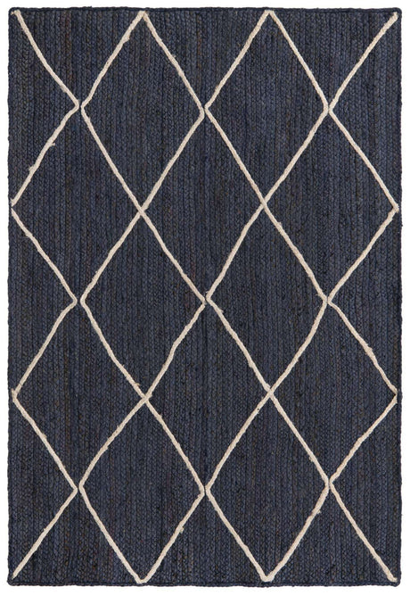 Navy Blue 4' 1 x 6' 1 Braided Jute Rectangle Rug