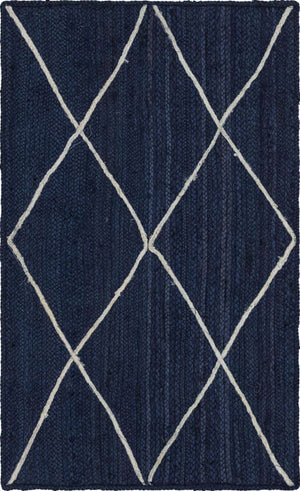 Navy Blue 3' 3 x 5' 1 Braided Jute Rectangle Rug