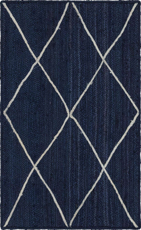 Navy Blue 3' 3 x 5' 1 Braided Jute Rectangle Rug