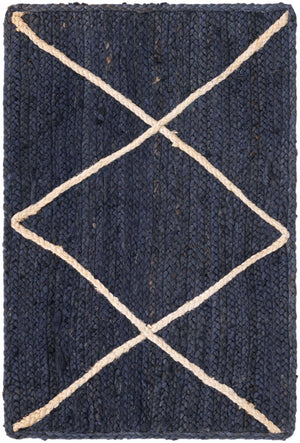 Navy Blue 2' x 3' 1 Braided Jute Rectangle Rug