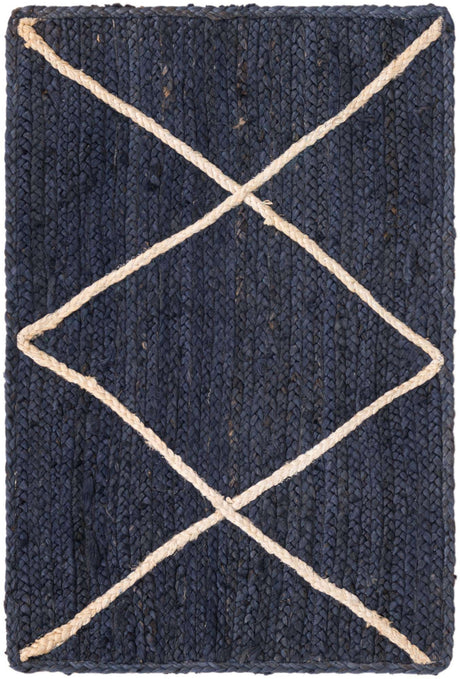 Navy Blue 2' x 3' 1 Braided Jute Rectangle Rug