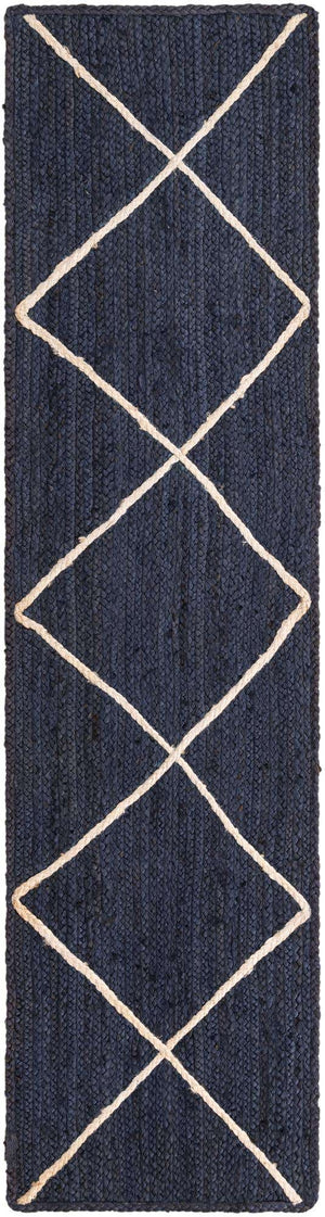 Navy Blue 2' 2 x 8' 2 Braided Jute Runner Rug