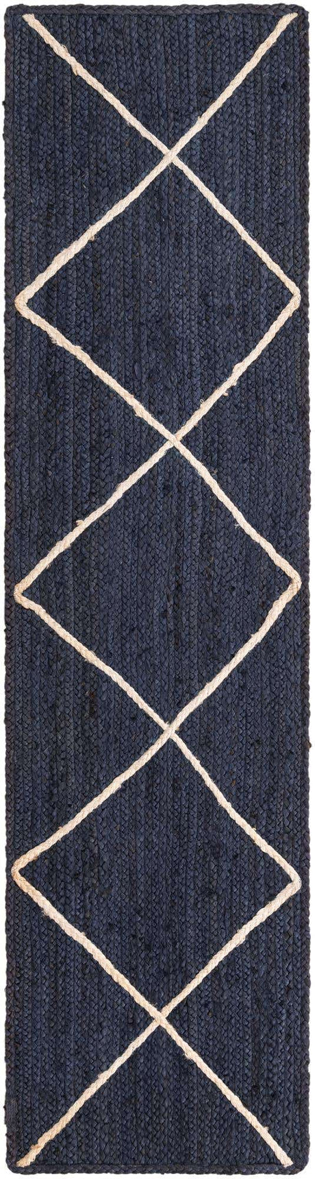 Navy Blue 2' 2 x 8' 2 Braided Jute Runner Rug