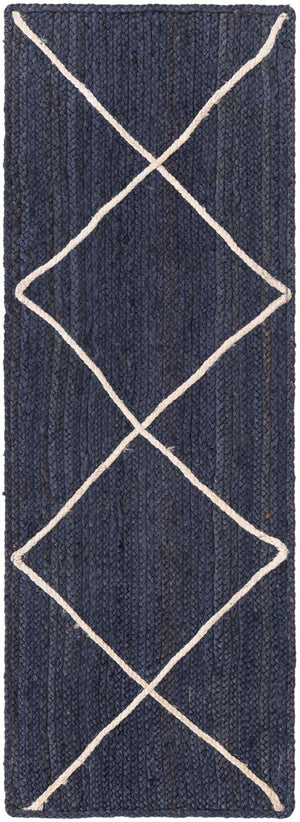 Navy Blue 2' 2 x 6' 1 Braided Jute Runner Rug