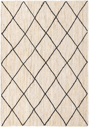 Ivory and Black 6' 1 x 9' Braided Jute Rectangle Area Rug 100% Jute Hand Braided Natural Eco-Friendly Boho Style Carpet for Living Rooms Dining Office Space Dorms for Sale at Rug Engine