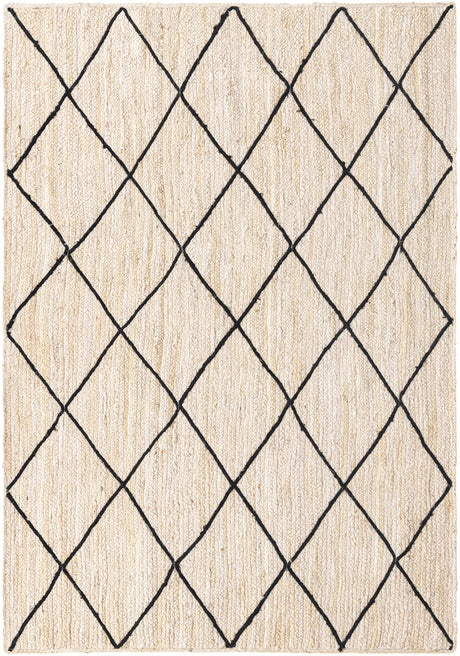Ivory and Black 6' 1 x 9' Braided Jute Rectangle Area Rug 100% Jute Hand Braided Natural Eco-Friendly Boho Style Carpet for Living Rooms Dining Office Space Dorms for Sale at Rug Engine