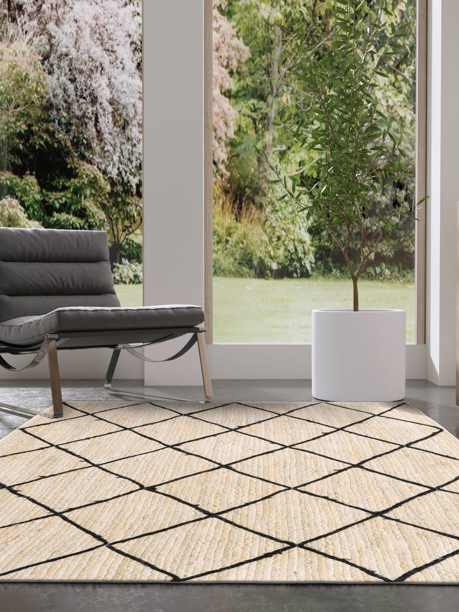 Ivory and Black 6' 1 x 9' Braided Jute Rectangle Area Rug 100% Jute Hand Braided Natural Eco-Friendly Boho Style Carpet for Living Rooms Dining Office Space Dorms for Sale at Rug Engine