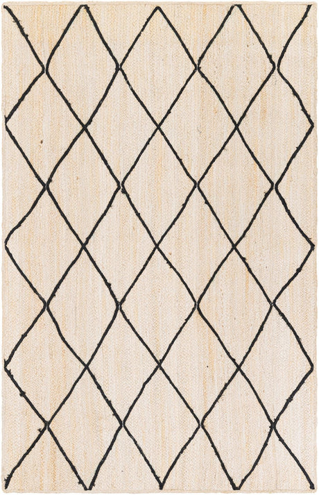 Ivory and Black 5' 1 x 8' Braided Jute Rectangle Area Rug 100% Jute Hand Braided Natural Eco-Friendly Boho Style Carpet for Living Rooms Dining Office Space Dorms for Sale at Rug Engine