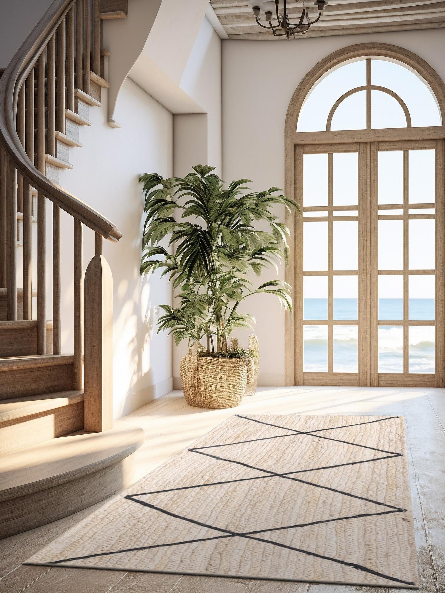 Ivory and Black 2' 2 x 8' 2 Braided Jute Runner Area Rug 100% Jute Hand Braided Natural Eco-Friendly Boho Style Carpet for Living Rooms Dining Office Space Dorms for Sale at Rug Engine