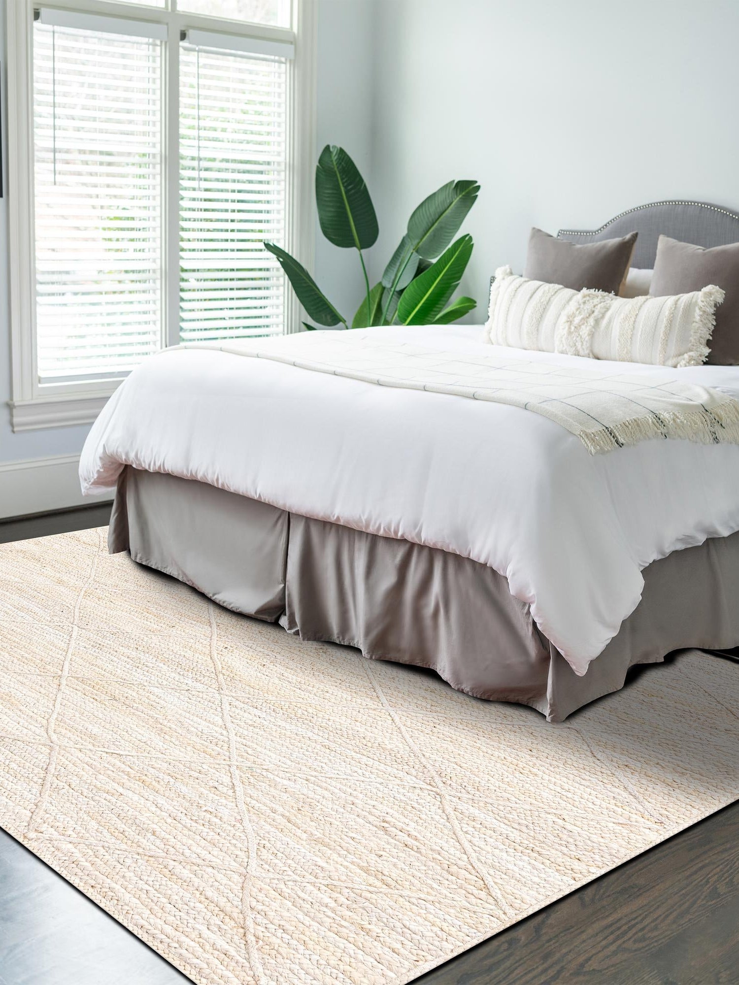 Ivory 2' x 3' 1 Braided Jute Rectangle Area Rug 100% Jute Hand Braided Natural Eco-Friendly Boho Style Carpet for Living Rooms Dining Office Space Dorms for Sale at Rug Engine